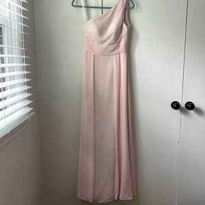 Azazie Dallas A-Line One Shoulder Chiffon Floor-Length Dress Blushing Pink A4